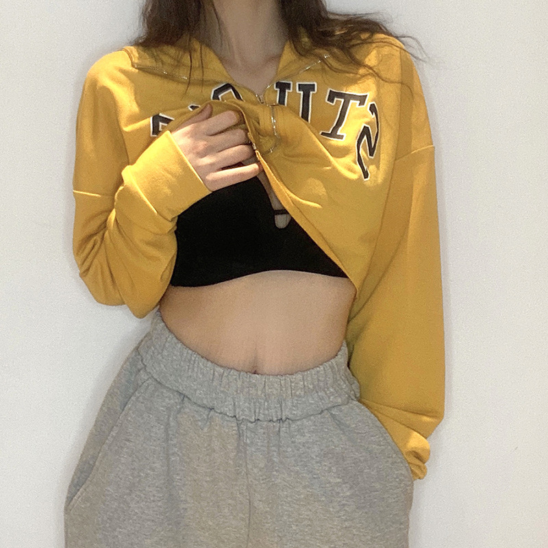 Áo Hoodies Tay Dài Khoá Kéo Hoạ Tiết Chữ In Thiết Kế Dáng Rộng Thoải Mái