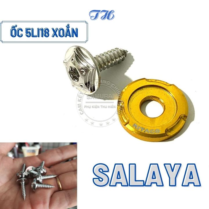 Ốc 5li18 răng xoắn salaya inox 304 gắn các vị trí tương thích cho Vario, Sirius, Wave, Winner, Exciter ,...( Gía 1 con )