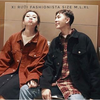 [Size M,L,XL] (2 màu) Áo khoác kaki cam đất và đen (có bán lẻ)