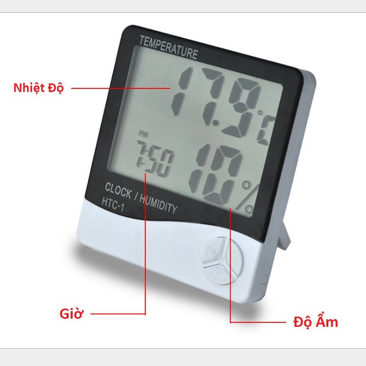Nhiệt kế ẩm kế HTC-1 - Đồng hồ để bàn đo nhiệt độ độ ẩm