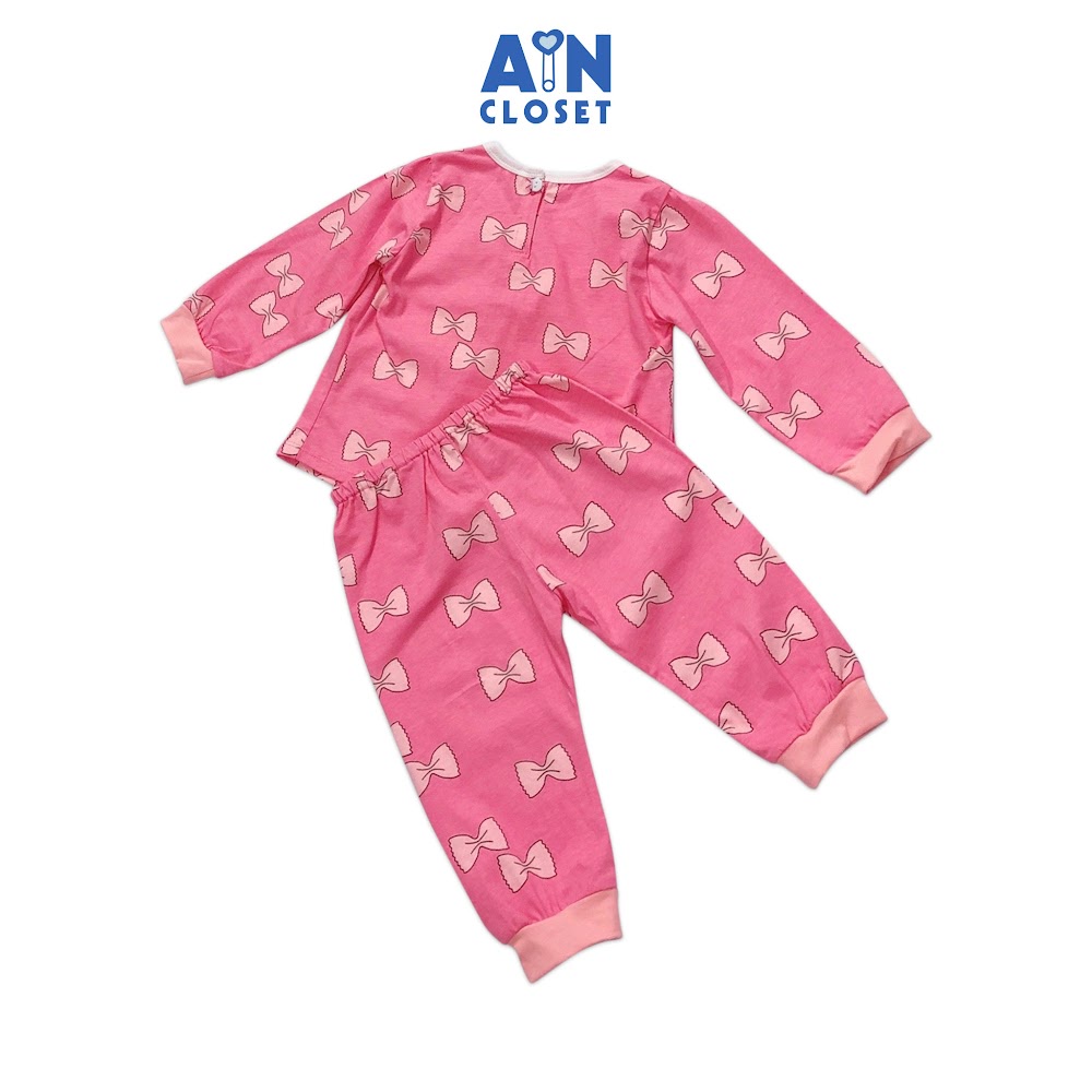 Bộ quần áo dài bé gái họa tiết Nơ hồng cổ sen thun cotton - AICDBGUUNYUP - AIN Closet