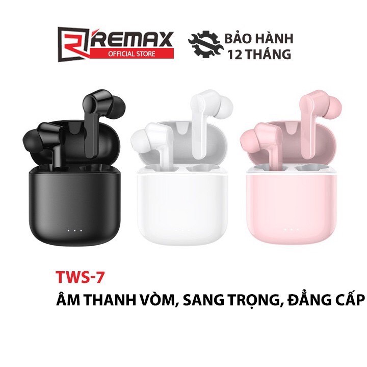 Tai nghe Bluetooth True Wireless Remax TWS-7 V5.0 âm thanh cực hay - kết nối tai riêng lẻ - âm thanh cực hay