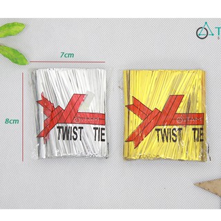Dây kẽm cột túi bánh kẹo 8 cm bịch màu vàng bạc làm handmade