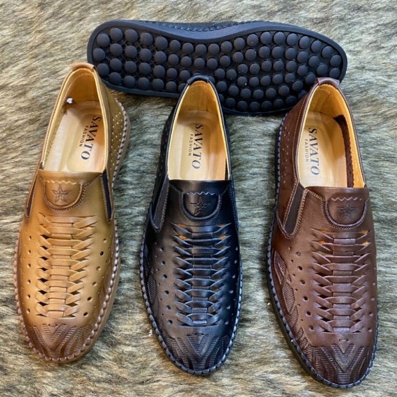 Giày Nam Đi Mùa Hè Da Bò Thật Mẫu Hot Nhất 2023