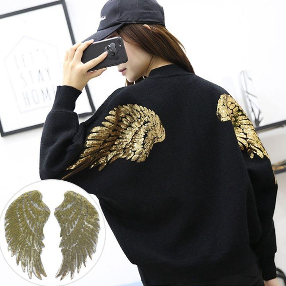 JARRED Miếng Vá Trang Trí Quần Áo Hình Lông Vũ Đính Kim Sa