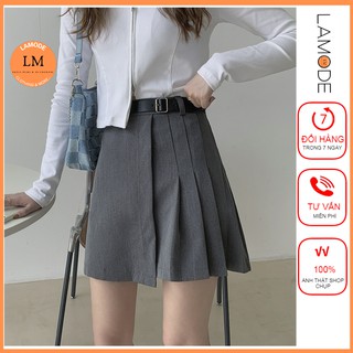 Chân váy xếp ly ngắn chữ a phong cách LAMODE, chân váy chữ a ngắn xếp ly có quần mặc bên trong