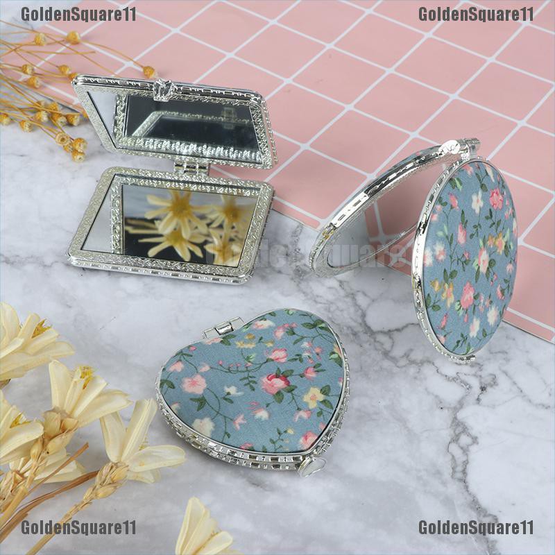 Hộp Đựng Mỹ Phẩm Hai Mặt Thiết Kế Nhỏ Gọn Họa Tiết Hoa Phong Cách Vintage