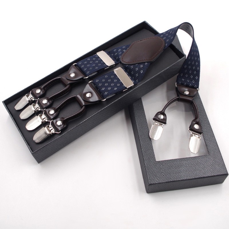 Dây đai quần vải dệt hoa văn chữ Y có 6 kẹp co giãn chống trượt tùy chỉnh thời trang cho nam