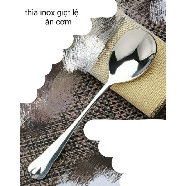 Thìa inox giọt lệ size to bít tết ăn cơm 19 cm loại dày đẹp