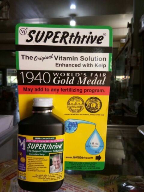 Siêu kích rễ SuperThrive 120ml cung cấp vitamins và hormon thực vật kích thích tăng trưởng cho cây trồng.