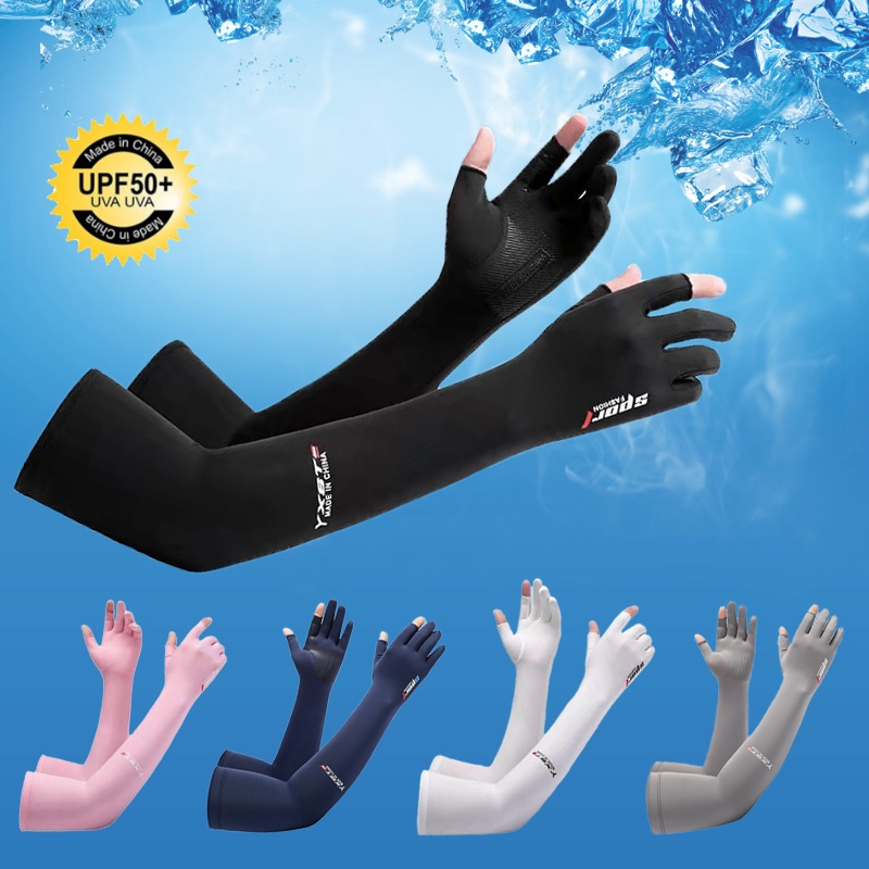 Bao Tay Chống Nắng Nam Nữ Dài Tay Xỏ Hở Ngón Chống Tia UV Mùa Hè Có Vân Chống Trượt SPORT GT01