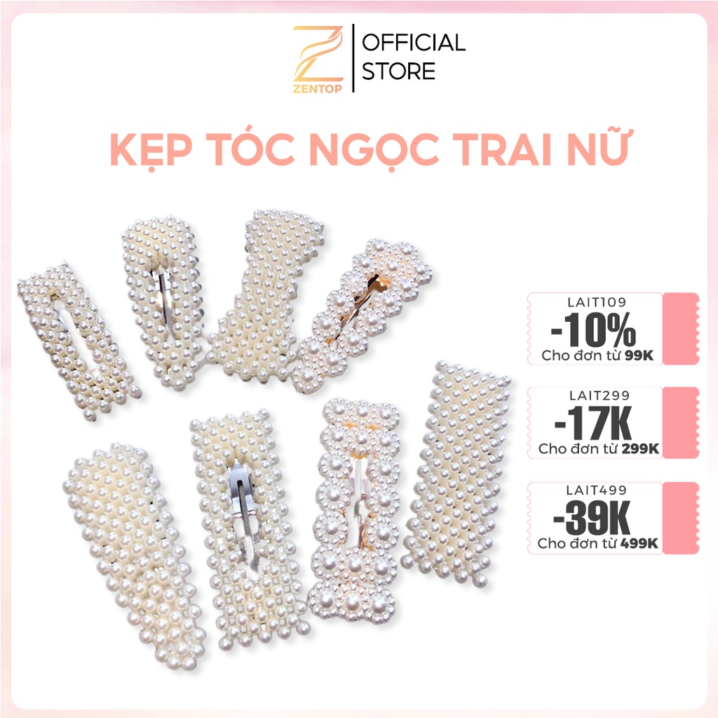 Kẹp tóc nữ đính ngọc trai nhân tạo thời trang kiểu Hàn Quốc kẹp tóc siêu xinh Zentop