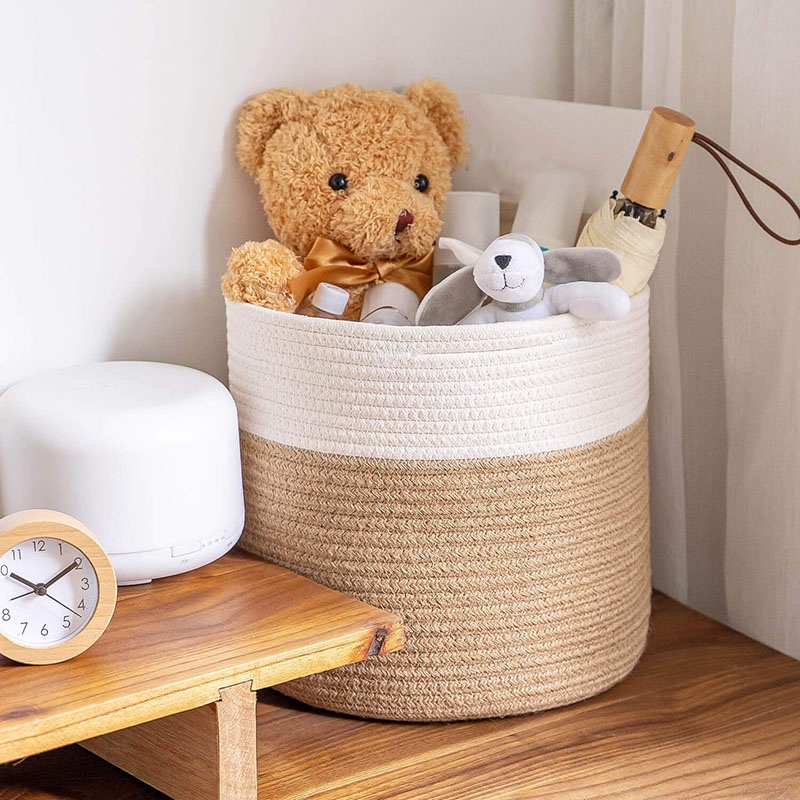 Set 3 Giỏ Đựng Đồ Chơi / Quần Áo Bằng Cotton Dệt Hình Tròn / Vuông Tiện Dụng