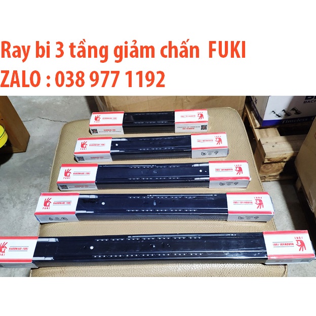 Ray bi 3 tầng có giảm chấn FUKI bản rộng 4.5 chiều dài 40cm,45cm,50cm