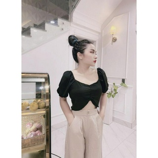 Áo croptop rúm ngực nhún lưng