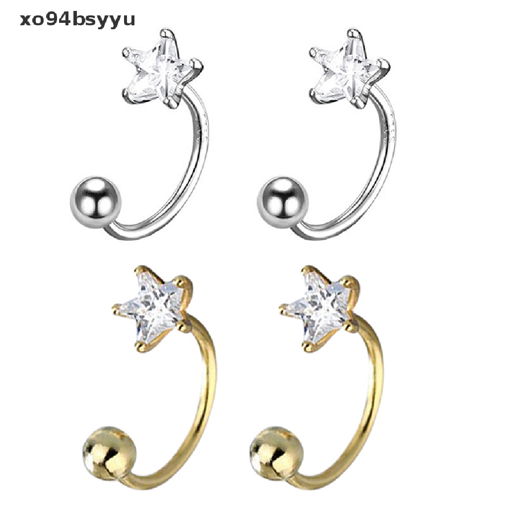 2 Khuyên Tai Xo94Bsyu Bằng Thép Không Gỉ Đính Đá Thời Trang Hàn Quốc