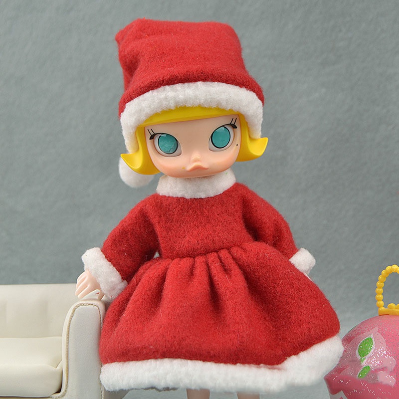 Đầm Giáng sinh 16cm cho búp bê barbie OB11 tỉ lệ 1/12