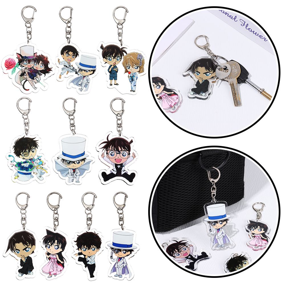 Móc khóa acrylic hình nhân vật anime Conan Kudo Shinichi Morilan hai mặt