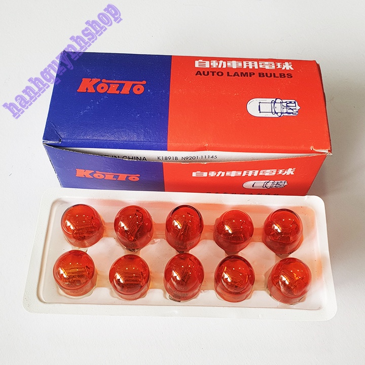 Hộp 10 bóng đèn xi nhan đèn phanh ô tô T20 2 tóc đui cắm 12v 21/5w màu vàng cam