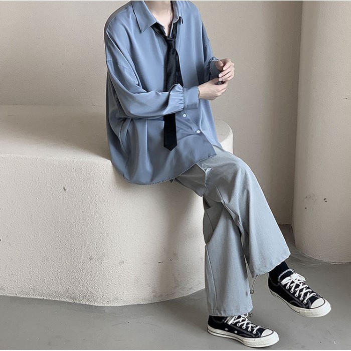 [Tặng cà vạt] Áo sơ mi dài tay màu xanh dương hotrend siêu hot cực đẹp | BigBuy360 - bigbuy360.vn