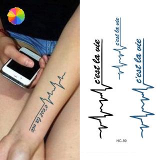 [Hàng mới về] Miếng Dán Hình Xăm Tạm Thời Chống Nước Họa Tiết Chữ Tiếng Anh Phong Cách Punk Cho Nam Và Nữ