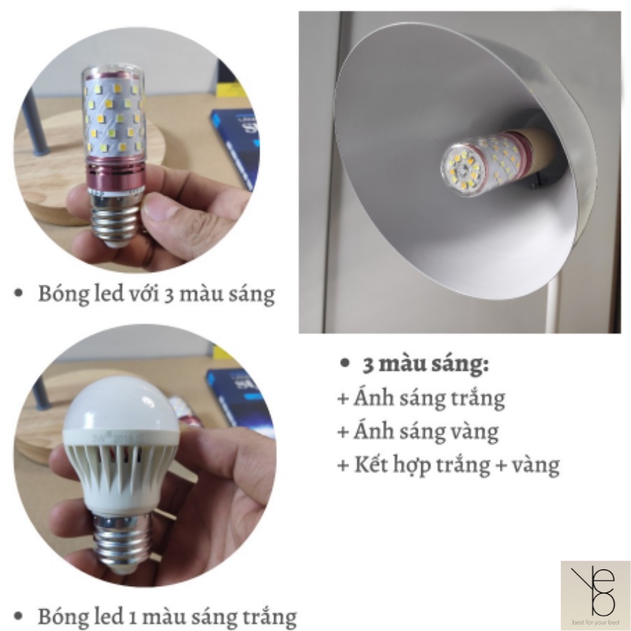 COMBO Đèn Bàn Làm Việc Vintage Chân Đế Gỗ, Led Ánh Sáng Trắng Vàng, Decor Trang Trí, Dùng Làm Đèn Học - YOBE LVG1