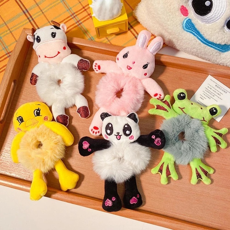 Dây thun cột tóc hình thú vật hoạt hình nhồi bông dễ thương thời trang cho trẻ em