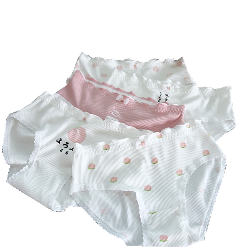 Set 4 Quần Lót cotton Họa Tiết Trái Đào Dành Cho Nữ