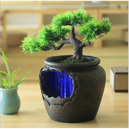 Thác nước tiểu cảnh VẠN NIÊN(Bonsai) cao 40cm_video trưng bày phòng trà,phòng khách...