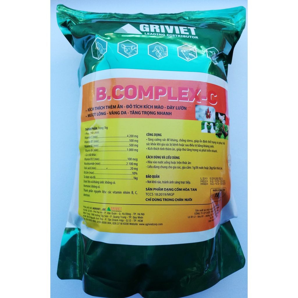 1 kg B.complex-C kích thích thèm ăn - Đỏ tích kích mào. tăng trọng nhanh phát triển nhanh (tốt cho gà đá và chim)