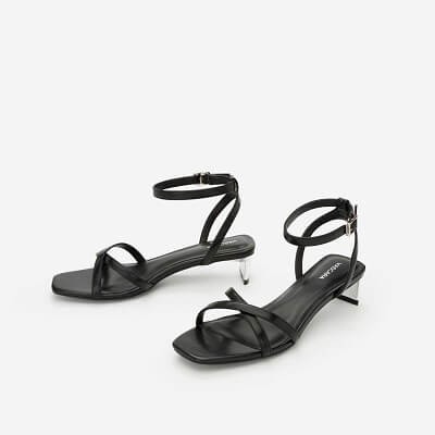 MỚI VỀ VASCARA Giày Ankle Strap Phối Gót Metallic - Màu Đen