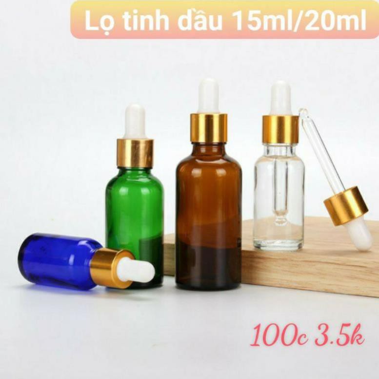 Lọ Chiết Serum ❤ [15ml,20ml] Lọ đựng tinh dầu bóp giọt khoen vàng, phụ kiện du lịch