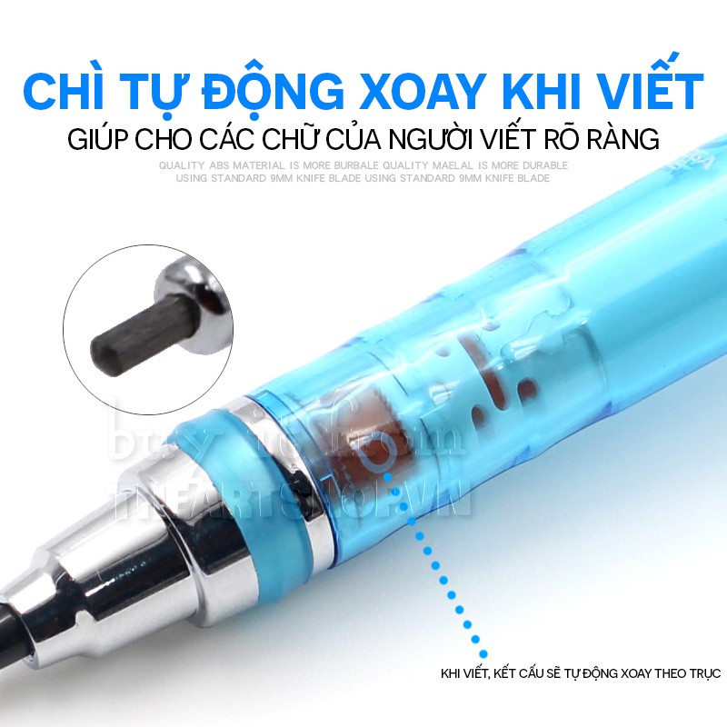 Bút chì bấm cơ khí UNI - KURU TOGA ngòi 0.5mm tự động xoay khi viết M5-450T (tặng kèm ngòi) KURUTOGA