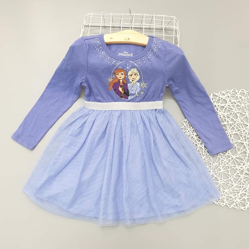 Đầm bé gái Elsa xinh xắn màu tím chất cotton mềm