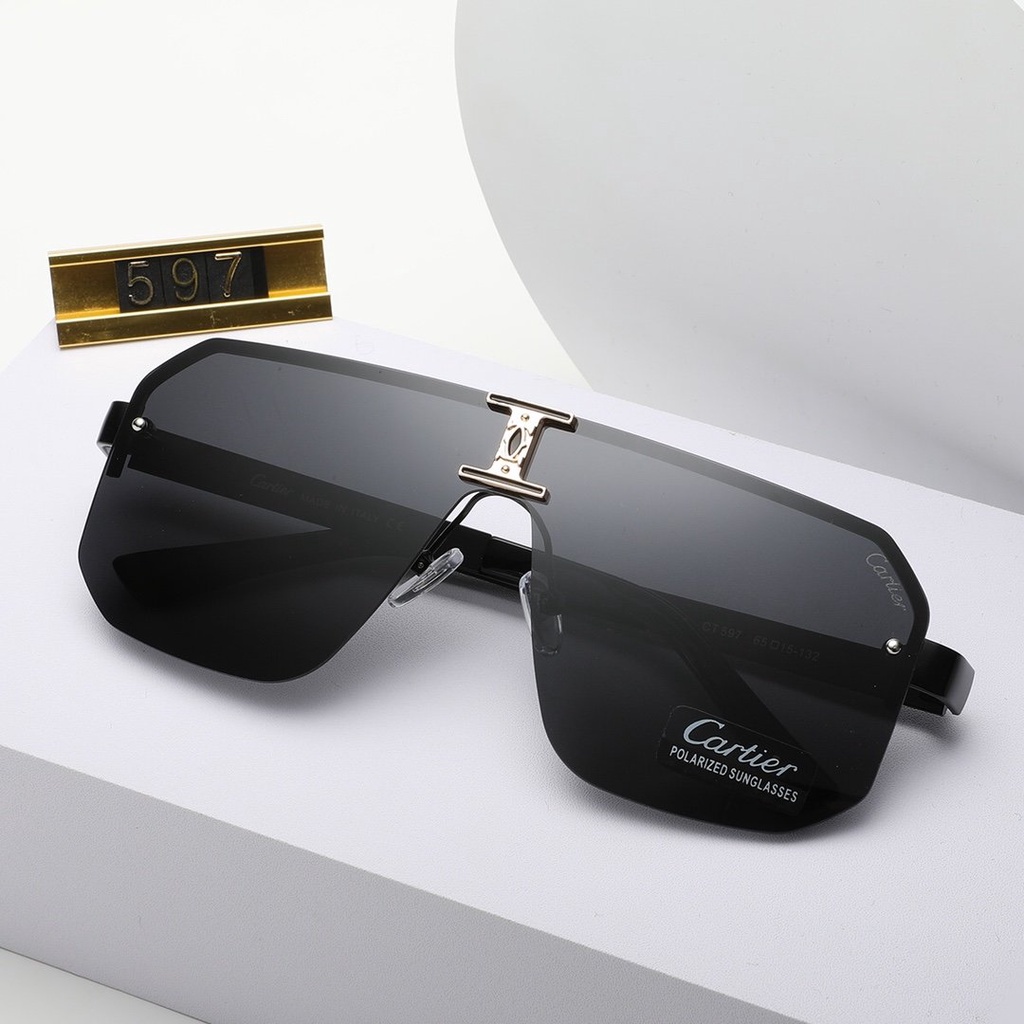 Cartier_ Aviator 2021 Mới Thời trang Hàn Quốc Khung lớn Màu phim Kính râm Nam và Nữ Xu hướng Cặp đôi Đường phố Chụp Trăm Phù hợp Trang trí Thời trang Du lịch Kỳ nghỉ Chống tia cực tím Kính râm đi biển