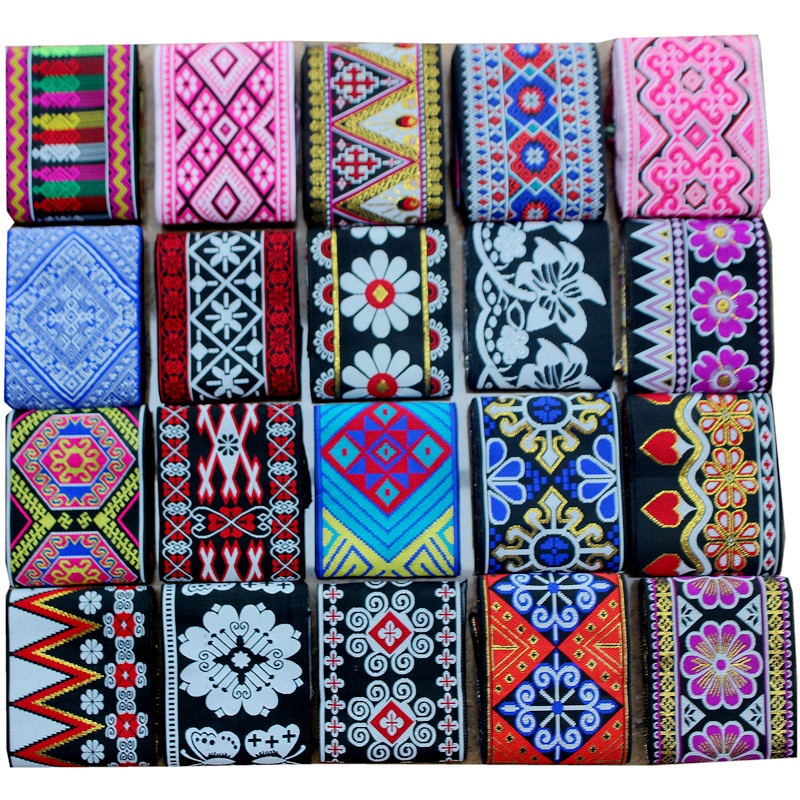 Vải Ren Thêu Họa Tiết Thổ Cẩm Dài 10cm Dài 5 Yards Dùng May Trang Phục