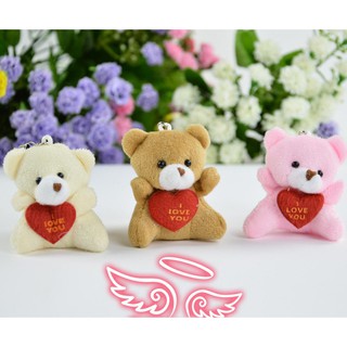 Gấu bông móc khóa or treo DT ôm tim nhỏ size nhí 5 cm.