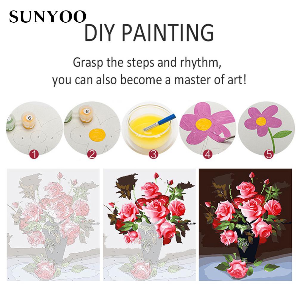 sunyoo Paint by Numbers Kit 40 x 50cm DIY Oil Painting For Home Decoration  Charming Flowers Without Frame Reliable