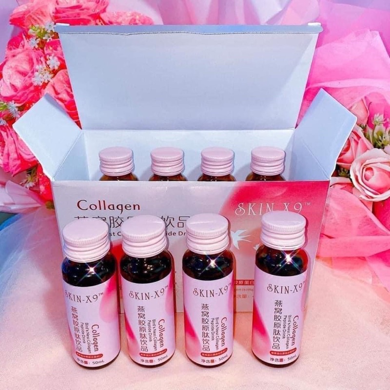 Collagen Yến Rose Beauty Collagen X9 Chính Hãng Hộp 8 lọ x 50ml