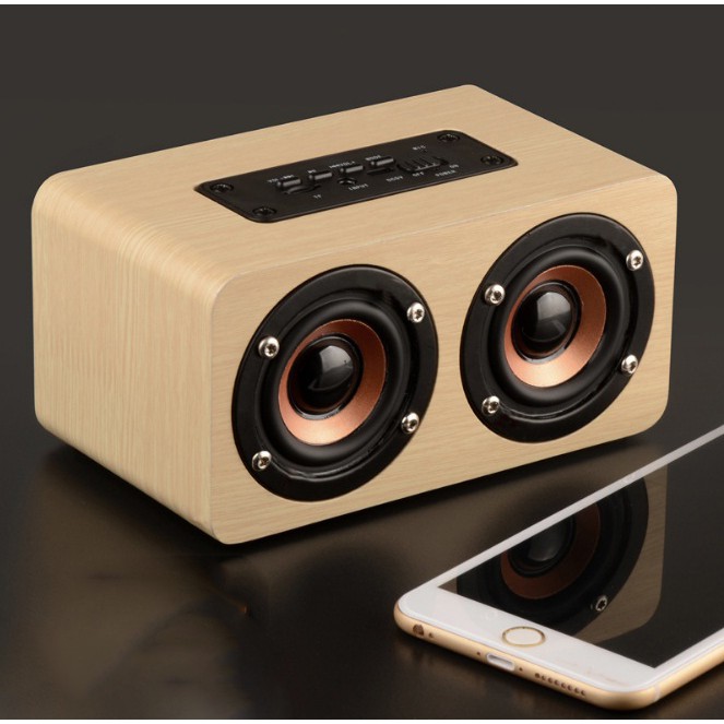 Loa Bluetooth Gỗ Cao Cấp Super Bass PC/Điện Thoại - Âm thanh nổi HIFI Stereo speaker W5 -dc2179