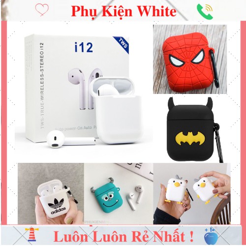 Tai Nghe Bluetooth inpods i12 TWS Cảm Biến Vân Tay và Vỏ bao bọc Case Airpod Airpods  1 2 Iphone