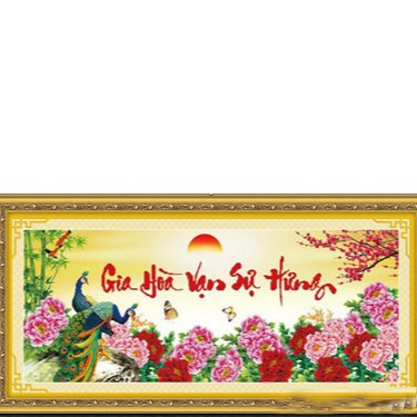 Tranh Thêu Chữ Thập Gia Hoà Vạn Sự Hưng 222806-136x56cm, chưa thêu