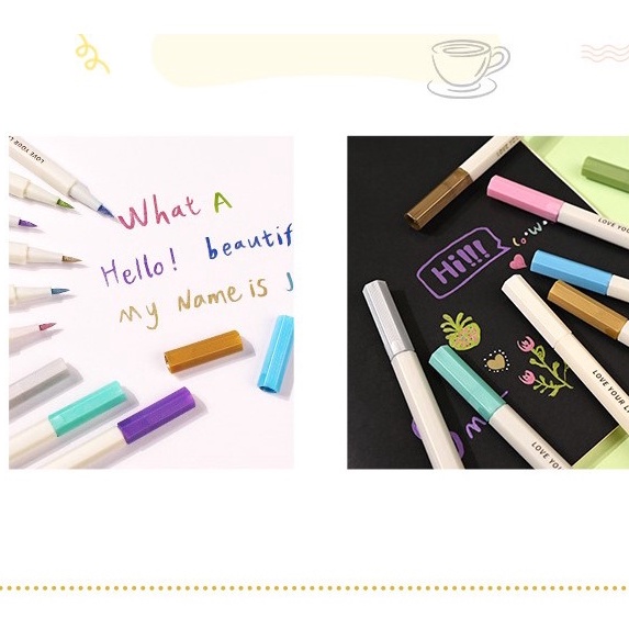 Bút Nhũ Metallic Brush Kim Tuyến Highlight Viết Tiêu Đề Trang Trí Sổ Tay Bullet Journal Timo VPHL7