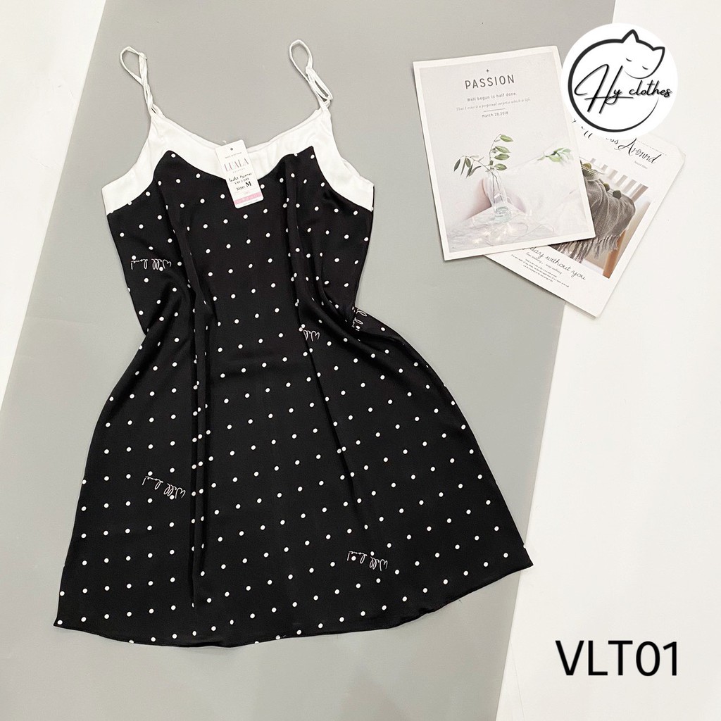 VÁY NGỦ HAI DÂY lụa có size siêu mềm mát 2s