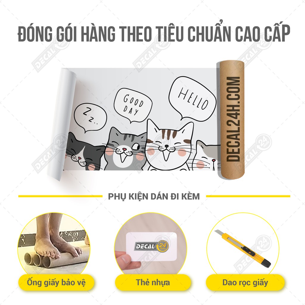 Decal dán tủ lạnh chuyên dụng siêu đẹp, Gia đình mèo Decal24h giấy dán tủ lạnh siêu bền nhiều mẫu cute - HÀNG CAO CẤP | BigBuy360 - bigbuy360.vn