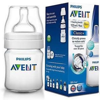 Bình sữa Philips Avent Classic 125ml (Cho bé từ 0 đến 3 tháng, Núm số 01)
