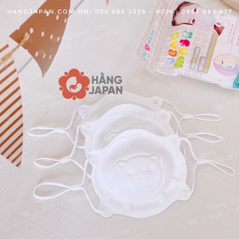 khẩu trang gấu Unimask cho bé từ 0-4 tuổi chỉnh được quai đeo