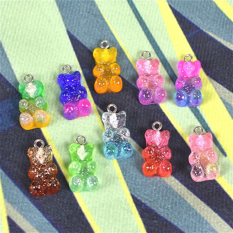 Set 10/50 Mặt Dây Chuyền Kim Sa Hình Gấu Gummy