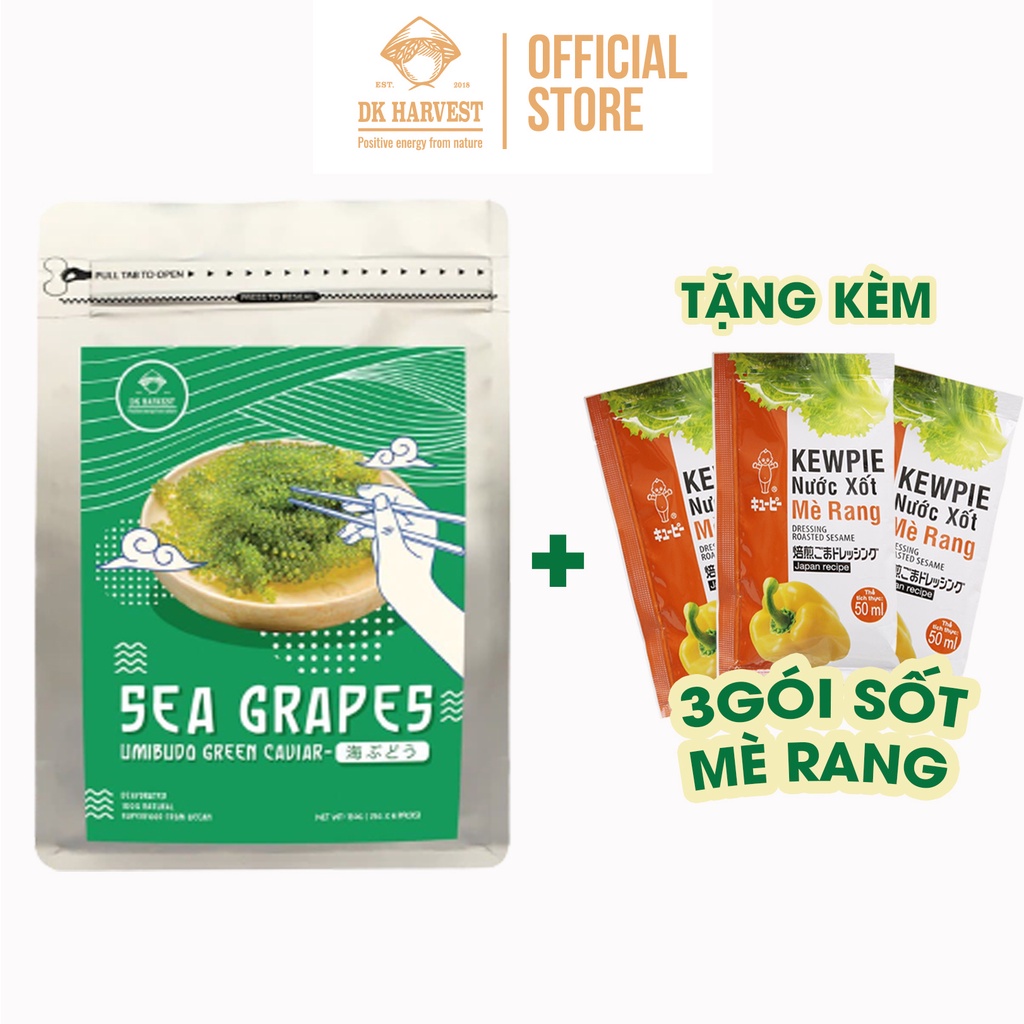 Rong Nho Tách Nước DK HARVEST 150g (25g x 6 packs)- Công Nghệ Tách nước Nhật Bản - Tặng 3 Gói Sốt mè rang Kewpie 15ml