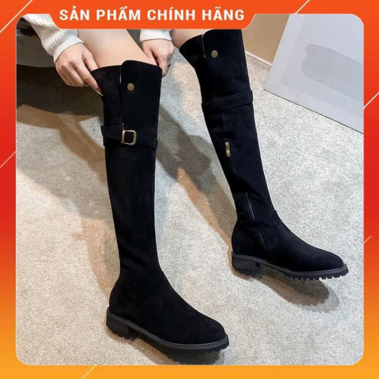 NEW Bốt nữ trên đầu gối, lông cừu mỏng, khóa thắt lưng, gót dày, giầy cao cổ đi tuyết cho .